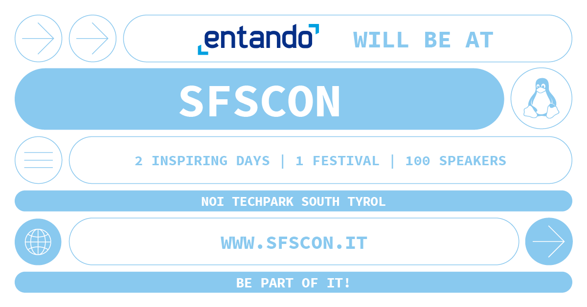 Entando will once again be part of SFScon, one of Europe’s premier annual conferences on Free Software.

‼️ Don't miss out on the insights and opportunities we'll be sharing. Secure your spot by registering here: bit.ly/3sdyWV4
 
#SFScon #OpenSource #Innovation