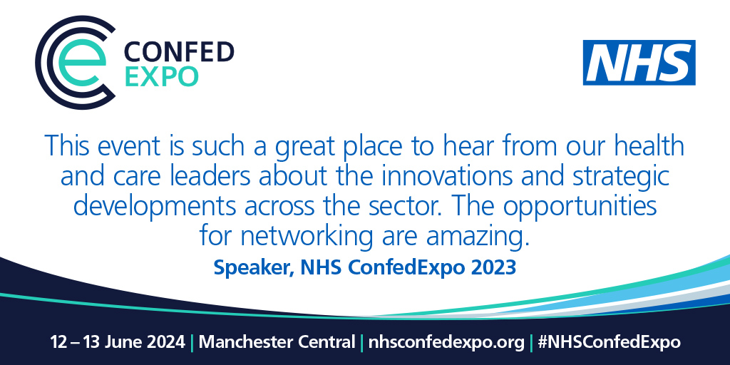 #NHSConfedExpo will once again bring together health &amp; care leaders and their teams.

Join us on 12-13 June 2024 as we share learning &amp; best practice, encourage innovation, &amp; provide valuable networking opportunities! 

Register your interest today 👉 bit.ly/3CxkxEk