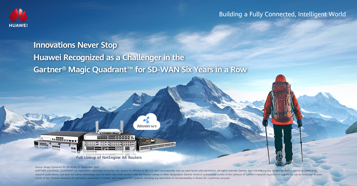 Huawei is the #SDWAN provider to be named a Challenger in the #GartnerMagicQuadrant six years in a row. We are proud of our innovation capabilities and global influence in the SD-WAN field. Learn more about Huawei #SDWAN solution: tinyurl.com/yvy2xlhp #IPonEverything