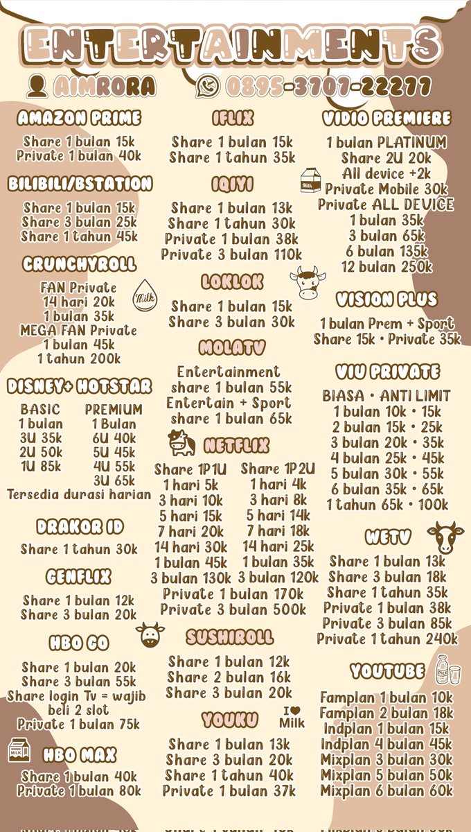 jualcn's tweet photo. Bismillaah. Assalamu'alaykum.
Aim jual aplikasi premium nih. Silakan cek harganya ya 🥰
❥ Full garansi
❥ Trusted
❥ LEGAL
💰 Dana—Gopay—OVO—ShopeePay—QRIS
Cus chat https://t.co/dyOnYruMvT
beli spotify netflix youtube iflix murah disney+ hotstar iqiyi scribd remini wattpad canva https://t.co/T9tE96G0PC