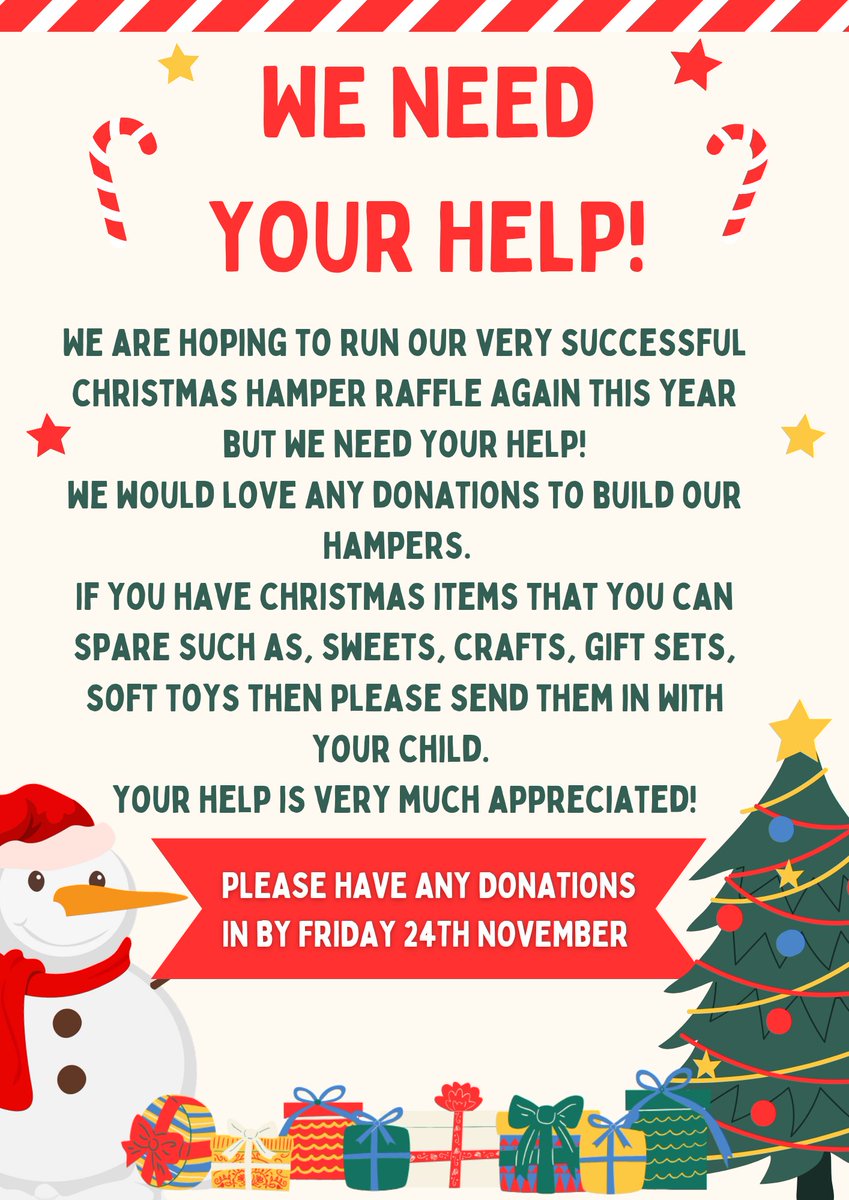 MuirStreetPS's tweet photo. We need your help! 🎅🏼🎄 Can you spare any items for our hampers? https://t.co/gXFvuhUSJ3