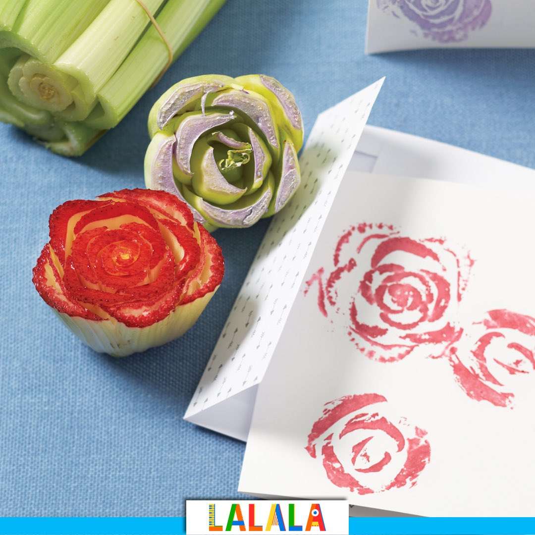 Kereviz saplarının güle benzediğini fark etmiş miydiniz?🌹 Sapların kullanmadığımız en dip kısımlarını renkli boyalara batırarak baskı etkinliği yapabilirsiniz✨