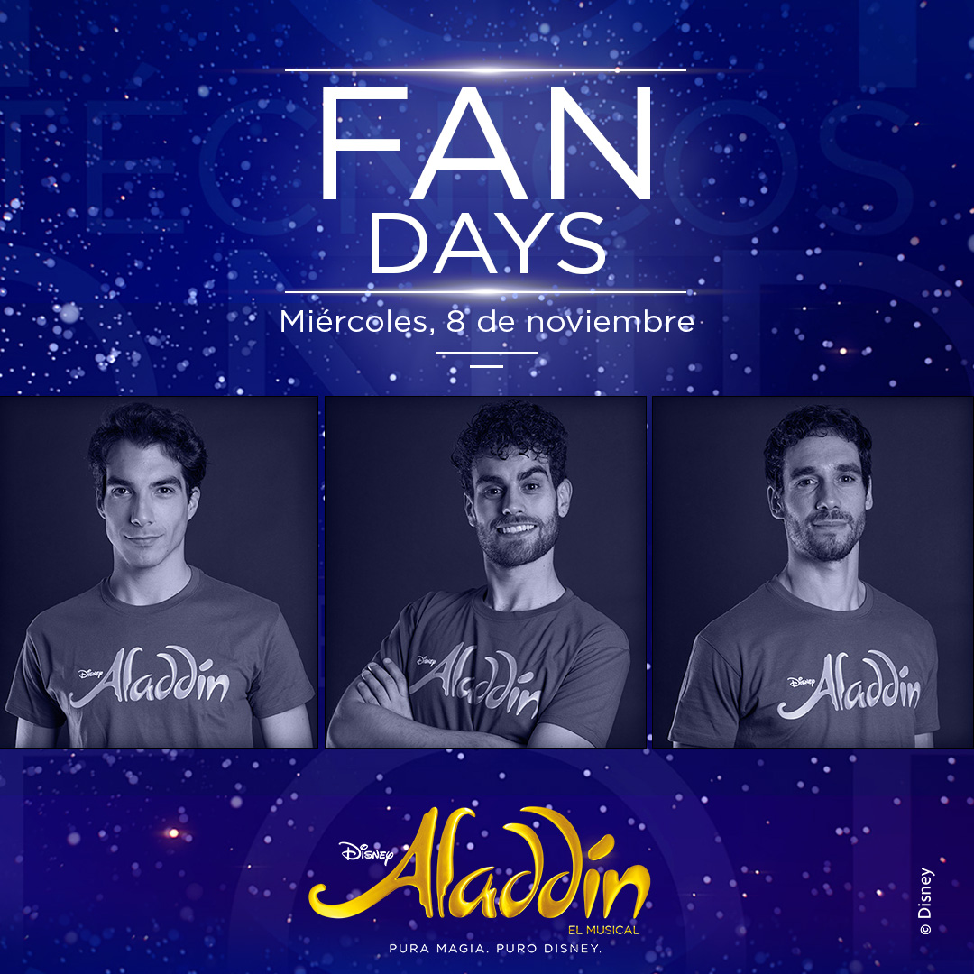 AladdinStage's tweet image. 💜 ¿Cuándo es el próximo #FanDay?
✨ Miércoles 8 de noviembre: Conoceremos a Aladdín y a varios de los actores que interpretan este personaje.
👉 ¿Cómo es el personaje, qué inspiraciones tiene, cómo se prepara o cómo fue el proceso de audiciones para el papel?