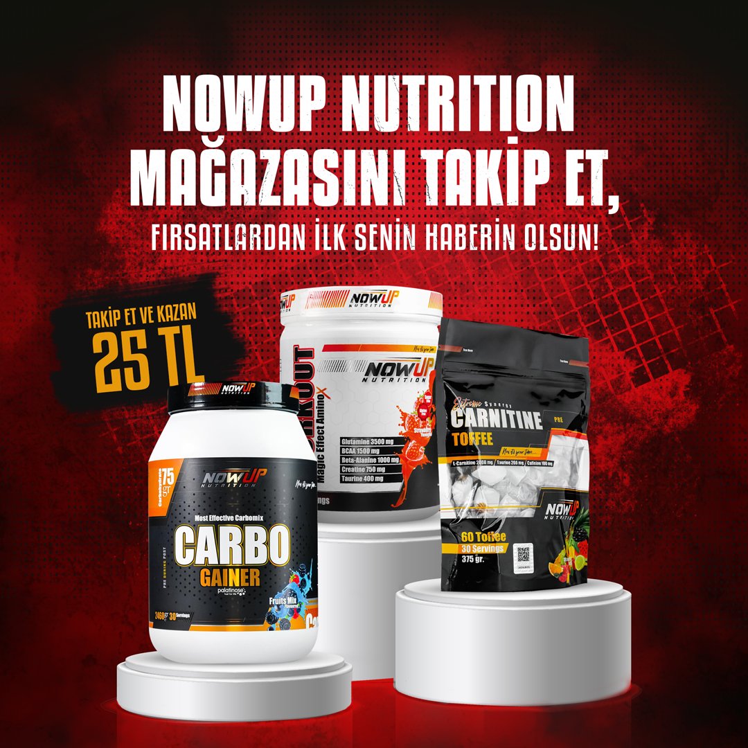 NowUpNutrition's tweet photo. Trendyol mağazamızda sana özel indirim ve fırsatları kaçırma! 🤩 Hemen mağazamızı takip et 25 TL indirim senin olsun! 💥😎
#nowupnutrition #nowup #trendyol #creatine #lcarnıtıne #supplements #carbo #carbogainer https://t.co/ns9eVRg9ge