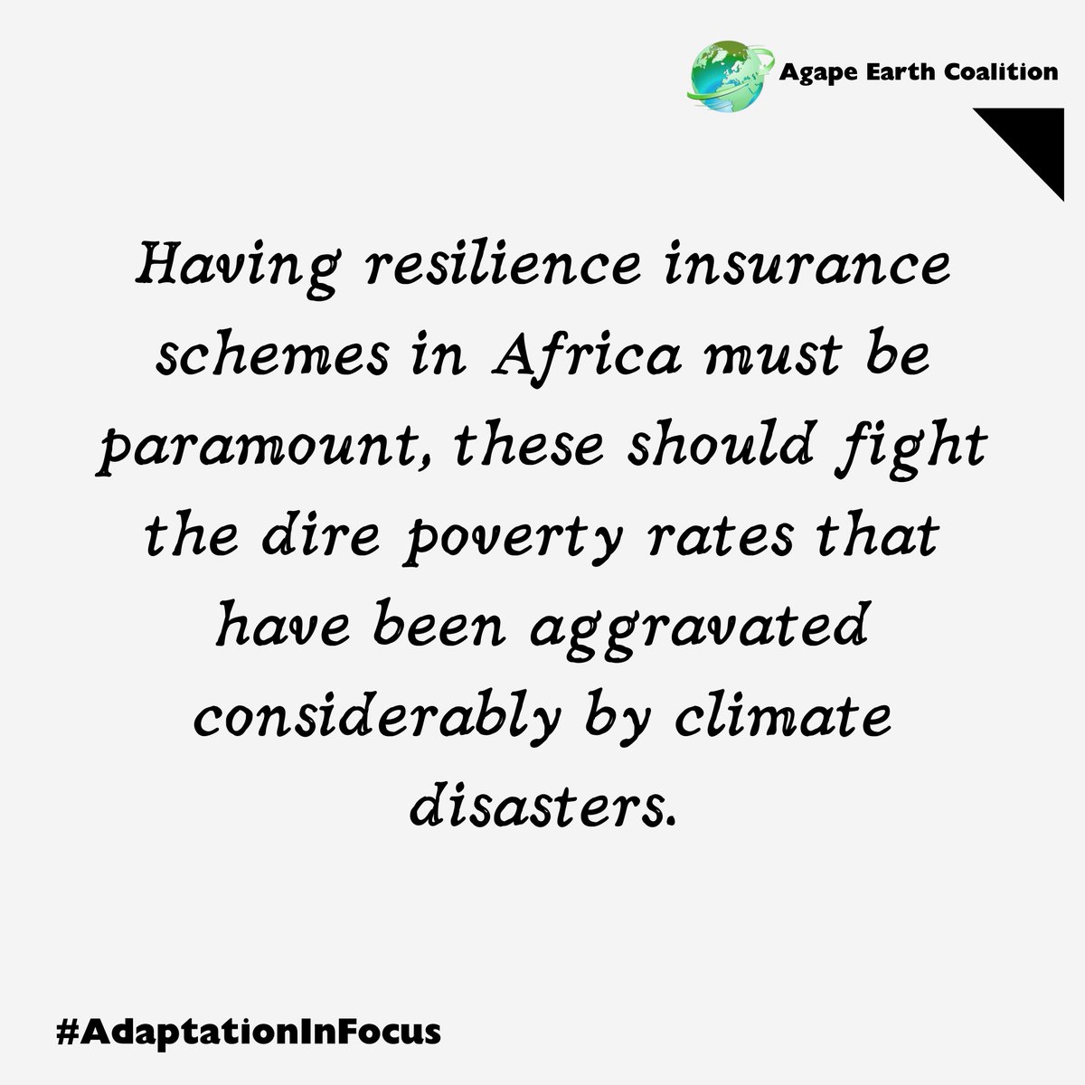 agape_earth's tweet image. Having resilience insurance plans in Africa is critical; these should combat the dismal poverty rates that have been exacerbated significantly by climatic disasters.
#OurClimateOurPlanetOurFight #AdaptationInFocus