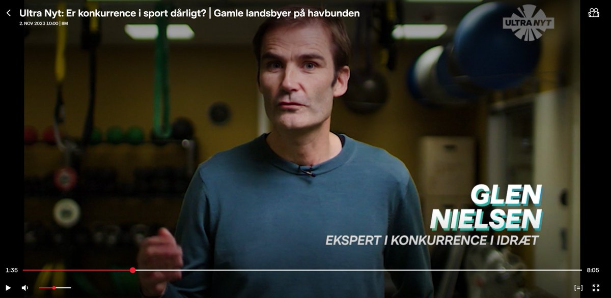 Institut for Idræt og Ernæring (@nexsku) on Twitter photo Så du lektor Glen, da han var i #UltraNyt og fortælle om, konkurrence i børneidræt ifm nye udmeldinger fra <a href="/DIFidraet/">DIF - Bevæger Danmark</a>? Iflg lektor Glen kan konkurrence være ok, hvis det foregår i et trygt miljø og ikke er det eneste parameter for børns succes og udvikling
dr.dk/drtv/se/ultra-… Så du lektor Glen, da han var i #UltraNyt og fortælle om, konkurrence i børneidræt ifm nye udmeldinger fra <a href="/DIFidraet/">DIF - Bevæger Danmark</a>? Iflg lektor Glen kan konkurrence være ok, hvis det foregår i et trygt miljø og ikke er det eneste parameter for børns succes og udvikling
dr.dk/drtv/se/ultra-…