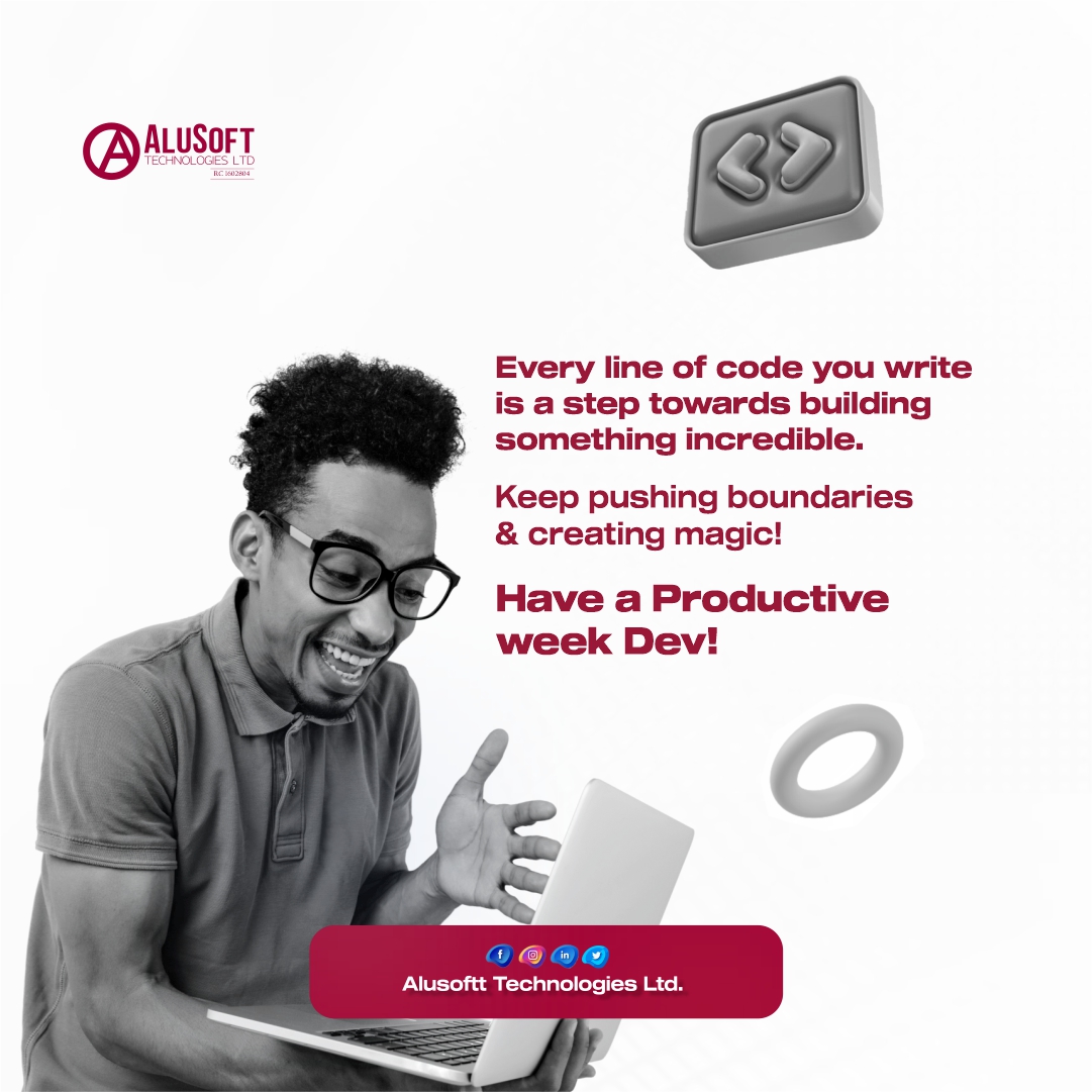 Alusofttech's tweet image. It's a new week, developers! 🥳
Let's make it a masterpiece!
Cheers to a bug-free week 🥂
#ProductiveCoding #ProductiveWeek #Alusofttech
