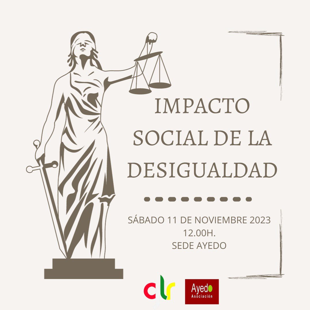 ⚖️No podemos vendarnos los ojos ante las desigualdades y su impacto social.  

🗣️Dar a conocer a la juventud la realidad de la desigualdad en nuestra sociedad y su repercusión en el mundo actual para concluir con propuestas de acción ante esta realidad.