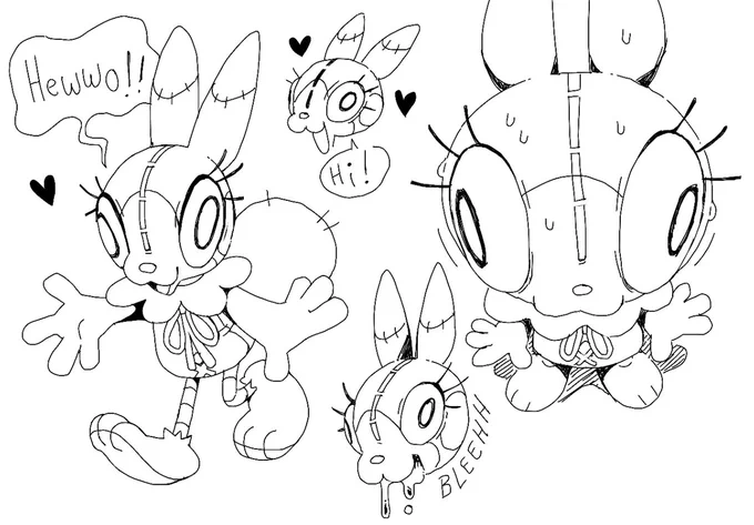 Some messy doodles of Moppet being a funny little bunny  They were designed for me by @THISNAPZ!