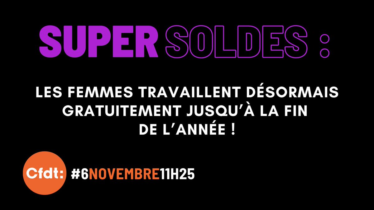 #6novembre11h25 Les femmes en France travaillent désormais "gratuitement" jusqu'à la fin de l'année. La CFDT s'investit dans les entreprises et administrations pour des avancées concrètes pour l'égalité salariale. #égalitépro #unequalpayday #salaires ⤵