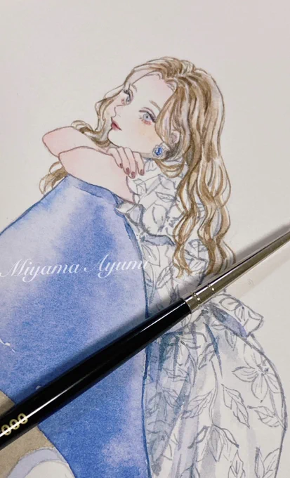 可愛い子描けた〜 カレンダー制作中です #透明水彩