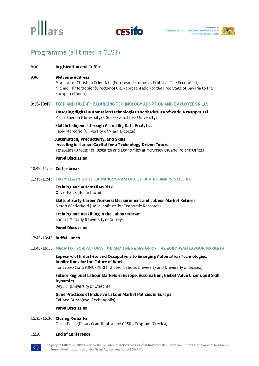 Only a few days left to register for Pillars' Final Conference 'SkillShift: Future-Proofing the Workforce' Learn about Pillars results first-hand and discuss them with the researchers and @OdendahlC European economics editor at @TheEconomist. h2020-pillars.eu/final_conferen…