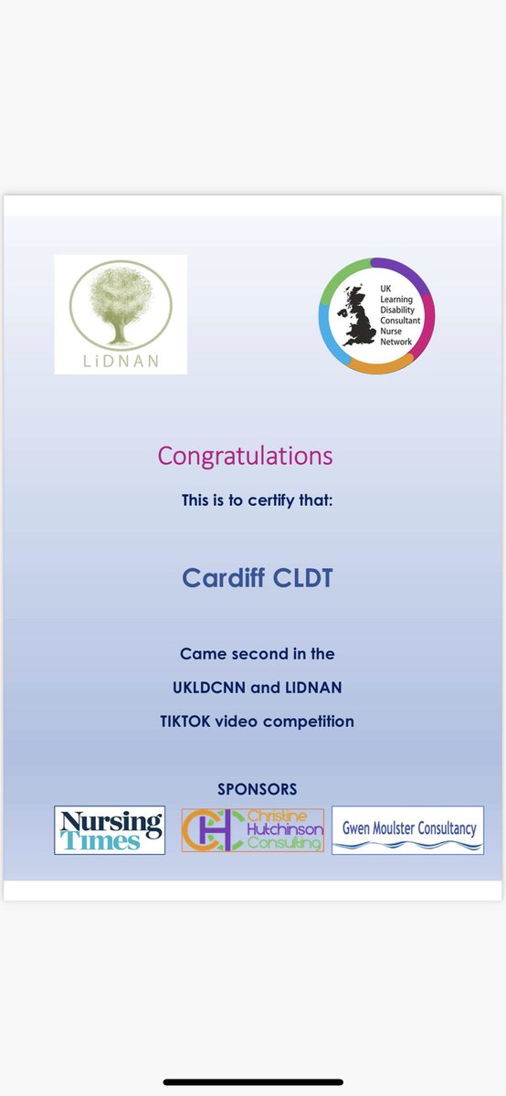 Delighted that our team came second in the <a href="/ukldcnn/">UKLDCNN</a> competition! #chooseLDnursing #LDNurse 

vm.tiktok.com/ZGJoBdYeU/