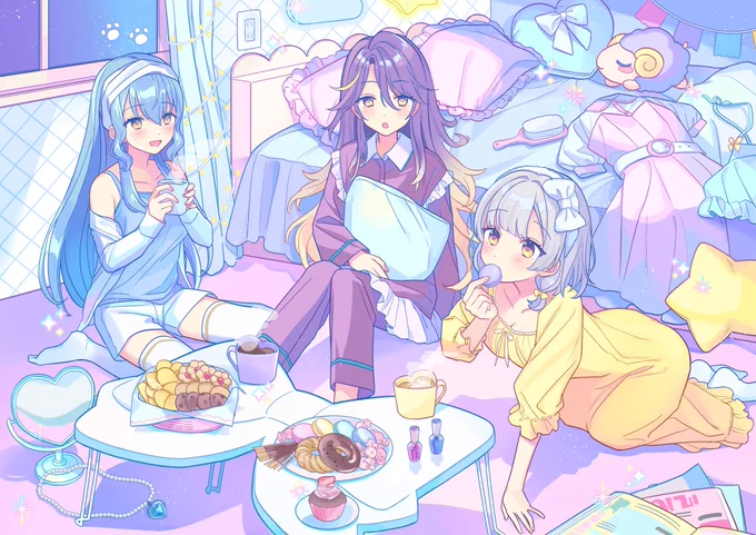 ꒰ঌ commission ໒꒱  パジャマパーティー描かせていただきました