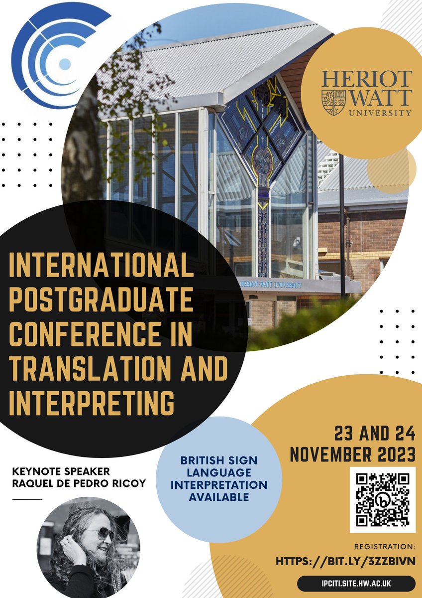 Join us at IPCITI 2023 on November 23rd and 24th at Heriot-Watt University! 📷Sales close on November 8th!  Grab your tickets here: eventbrite.com/e/ipciti-2023-…
Learn more: ipciti.site.hw.ac.uk #IPCITI2023 #Translation #Interpreting #ResearchCommunity