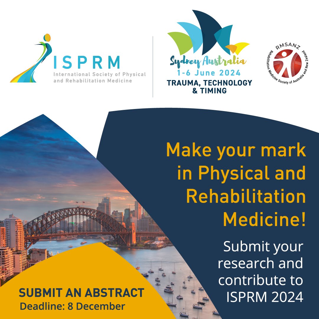 🇦🇺 #ISPRM2024: 𝐒𝐔𝐁𝐌𝐈𝐓 𝐀𝐍 𝐀𝐁𝐒𝐓𝐑𝐀𝐂𝐓
📢 Showcase your latest findings in Physical and Rehabilitation Medicine to a global audience. Share your expertise with colleagues &amp; peers during the congress taking place in Sydney, Australia!