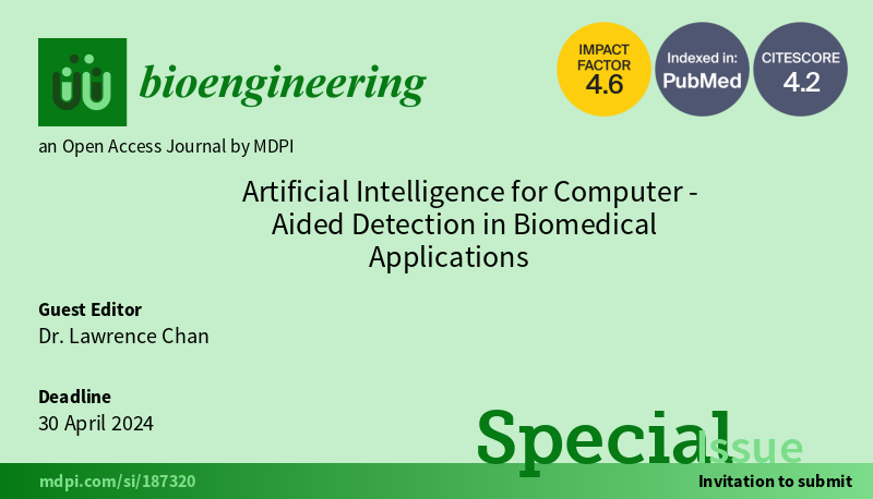 Bioeng_MDPI's tweet image. 📢 We are thrilled to share the Special Issue on &quot;Artificial Intelligence for Computer-Aided Detection in Biomedical Applications&quot;!

🔗 mdpi.com/journal/bioeng…

#artificialintelligence
#computer_aided
#biomedical
#medical_imaging
#deeplearning 
#machinelearning 
#diagnosis