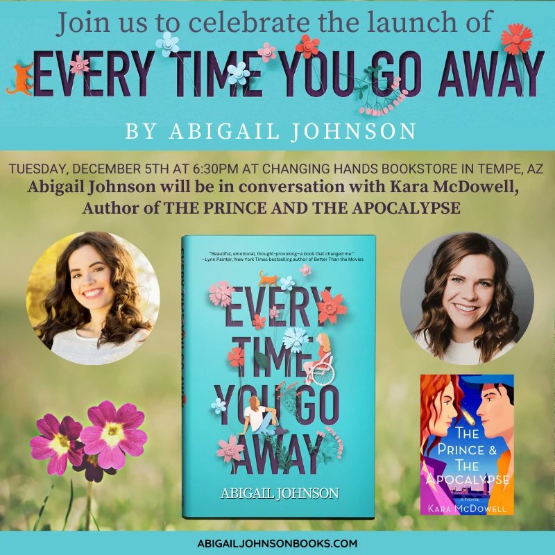 🗓️ Save the date! In-Person Book Launch Event for EVERY TIME YOU GO AWAY is December 5th at 6:30pm at @changinghands in Tempe, AZ with special guest @karajmcdowell!!