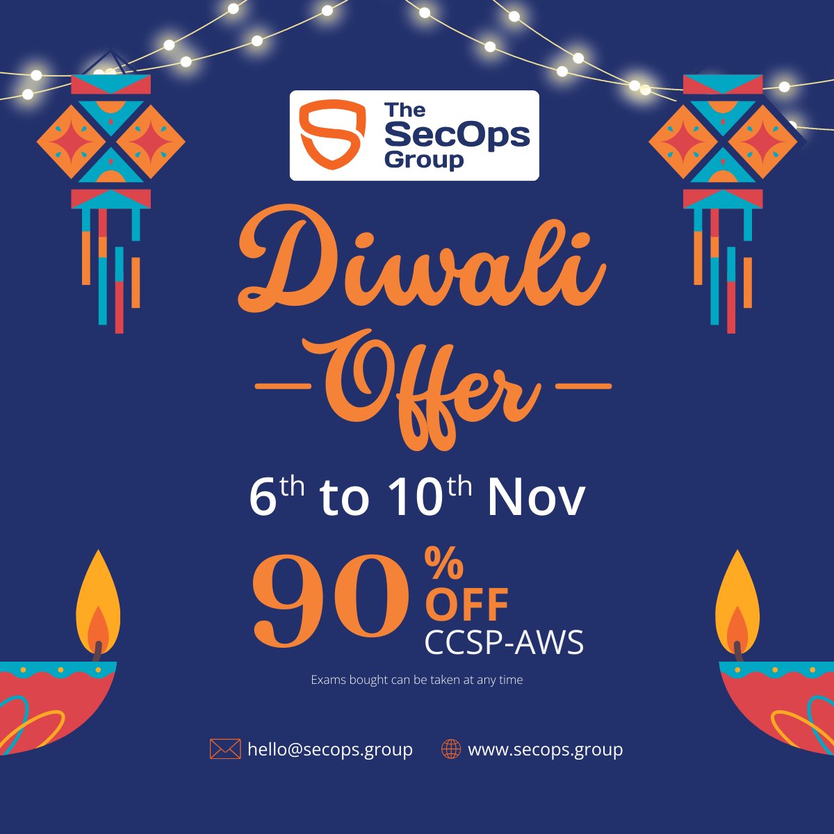🪔 Diwali Delight Offer! 🪔

Illuminate your career with a 🌟 dazzling 🌟 90% discount on the CCSP-AWS exam. Grab this sparkling opportunity and shine in AWS security.

Use the code: DIWALI-90-OFF.
***Like and Repost on your wall, 3 lucky winners will get a 100% discount!***