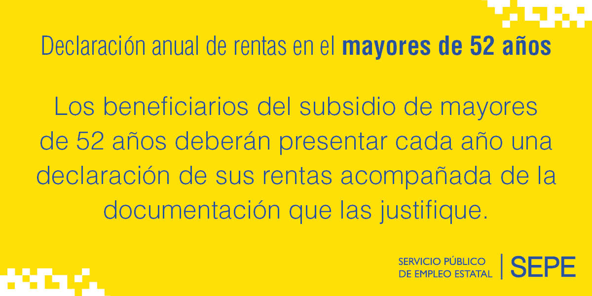 empleo_SEPE's tweet photo. 🔵 Los beneficiarios del subsidio de mayores 52 años deberán presentar cada año una declaración de sus rentas acompañada de la documentación que las justifique.

Te informamos 👉 https://t.co/POrOq5oFoL 
Puedes presentar tu DAR a través de PRE-SOLICITUD 👉 https://t.co/eP3PXfu7hs https://t.co/YvHhvkFKJq
