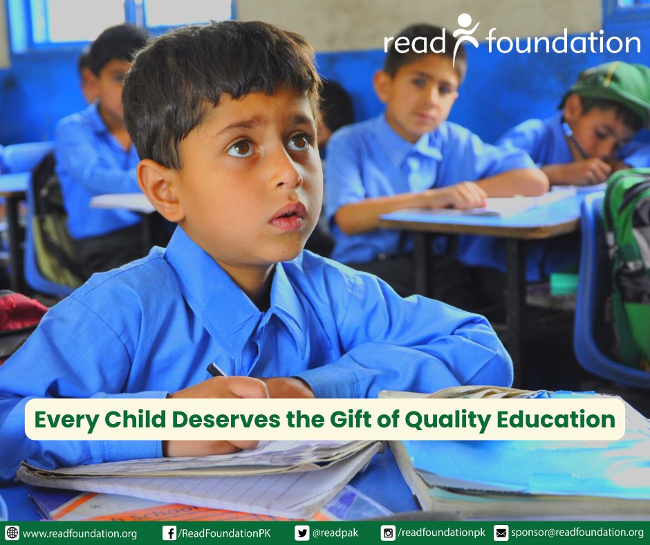 READPak's tweet photo. Transforming lives, breaking chains, and building blocks of progress for a brighter future. Empower the next generation with your support, because every child deserves the gift of education.
#READFoundation #education #school #Progress https://t.co/xVLGEXmGAU