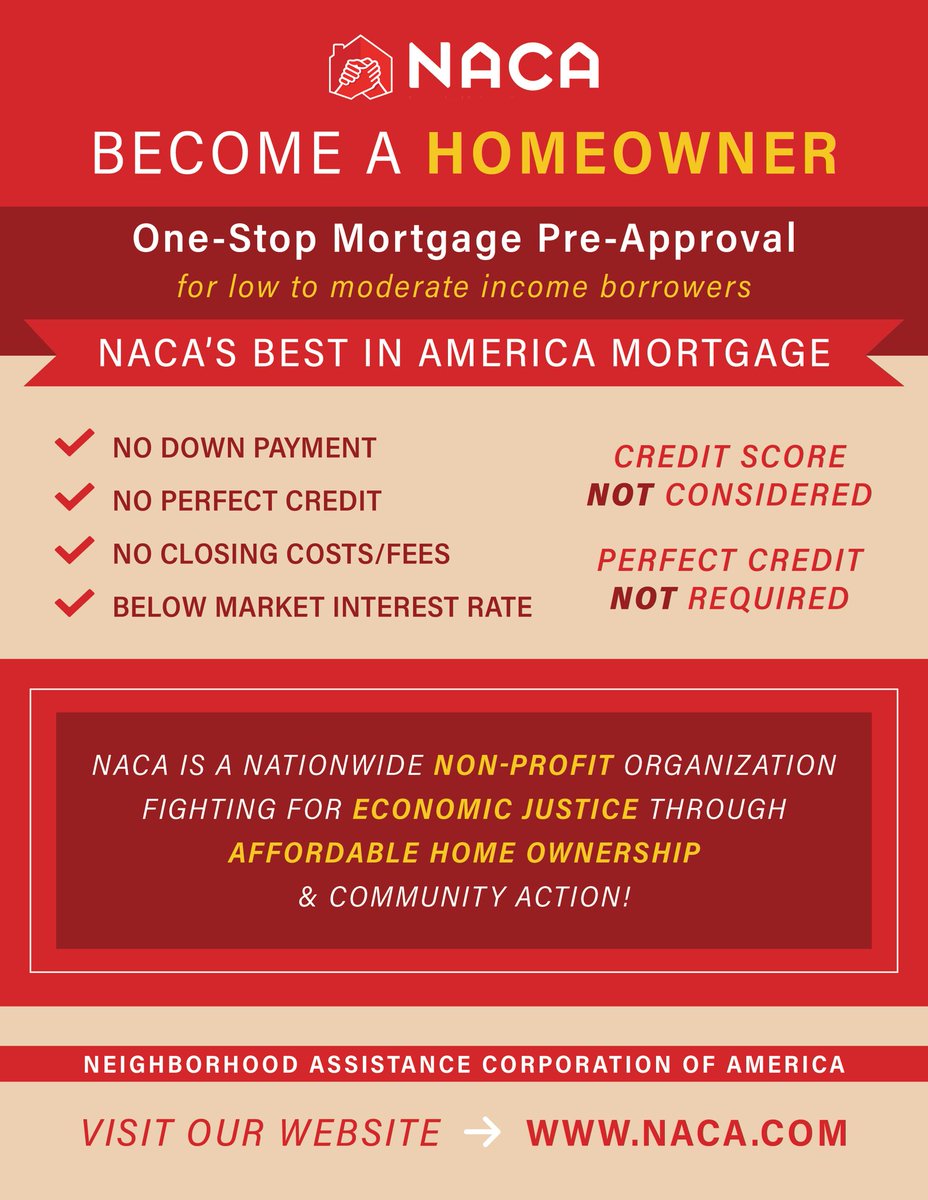 FS4C's tweet image. Wanting to purchase your first home. Contact NACA for assistance!