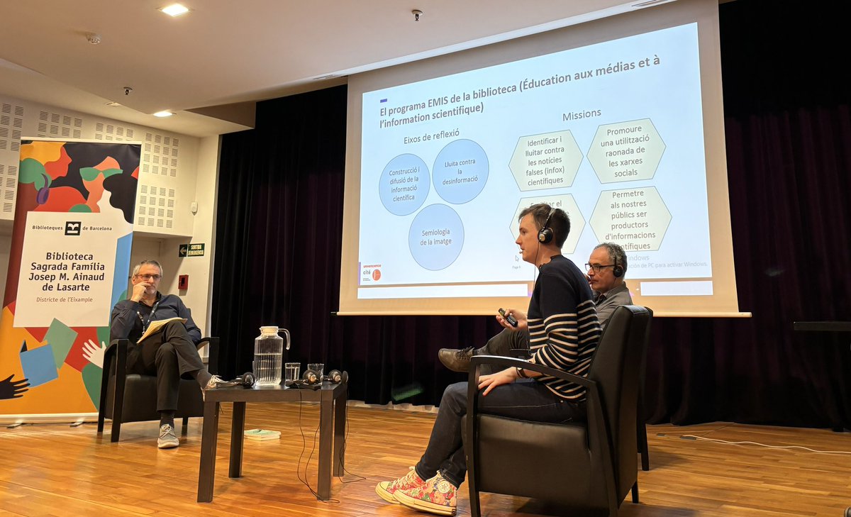 Taula rodona “Informació científica i desinformació. Què poden fer les biblioteques?”

🗣️<a href="/alexandrelopez/">Alexandre Lopez Borrull</a> <a href="/UOCinfocom/">UOC Estudis InfoCom</a> 
🗣️<a href="/Valentin__caron/">Valentin Caron</a> <a href="/bibliothequeBSI/">Bibliothèque - Cité des sciences et de l'industrie</a>

A la  Jornada #bibdesinformacio #bbcnSagradaFamília 

🤝<a href="/IF_Barcelona/">Institut français de Barcelona</a> <a href="/GIBarcelona/">Goethe-Institut BCN</a> , <a href="/bibliotequesxbm/">BibliotequesXBM</a> i <a href="/BibliotequesBCN/">BibliotequesBCN</a>