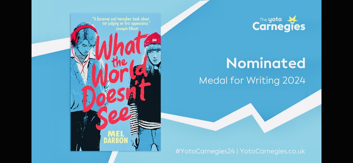 What the World Doesn’t See has been nominated for the #YotoCarnegies24 I couldn’t be more delighted, or more grateful to the wonderful librarians who voted for me. 🙏🏻 You have helped give my brother a voice, which means the world to me. Congratulations to all the nominees 👏🏽✨