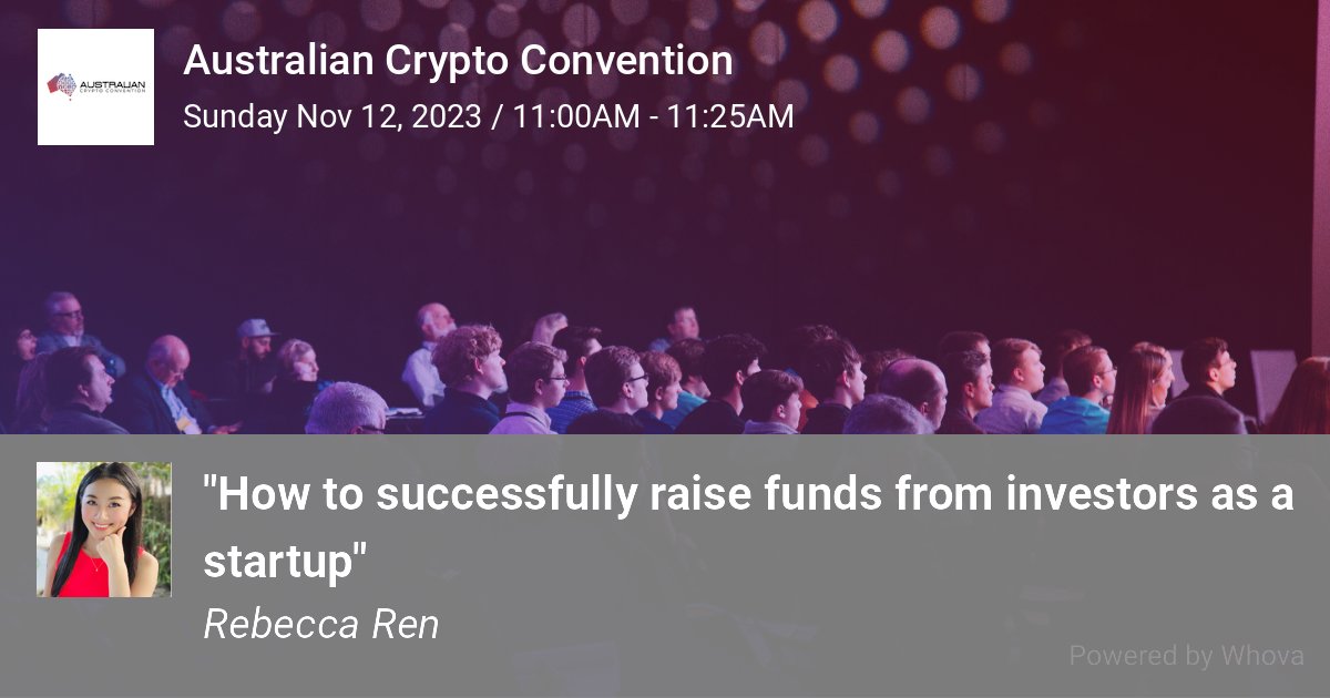TechBecky1's tweet image. Looking forward to speaking at @AusCryptoCon this week. I&apos;m talking as an Angel Investor about how to successfully raise funds from investors.

If you haven&apos;t got your ticket yet, get a 30% discount with code &quot;BR2023&quot;!
#Crypto #Web3 #VC #Startup #AusCryptoCon