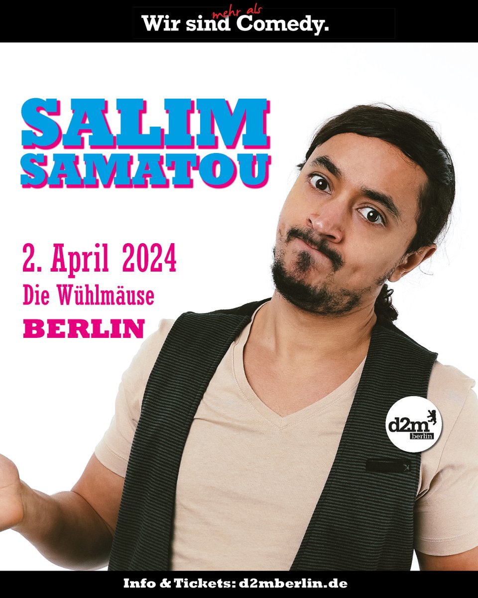 In seinem vierten Bühnenprogramm „Cancel Culture“ analysiert Salim Samatou auf humorvolle Art die Geschichte der „Cancel Culture“, bald wieder in den Berliner Wühlmäusen: d2mberlin.de/veranstaltung/… #salimsamatou #comedy #comedian #standupcomedy