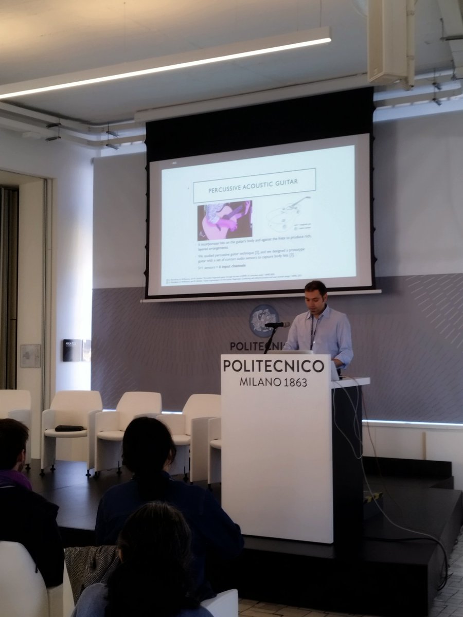 Andrea Martelloni presenting his work on "Real-Time Percussive Technique Recognition" at <a href="/ISMIRConf/">ISMIR Conference</a> <a href="/CDT_AI_Music/">CDT Artificial Intelligence+Music</a> <a href="/matdiffusion/">Mathieu Barthet</a> @InstrumentsLab