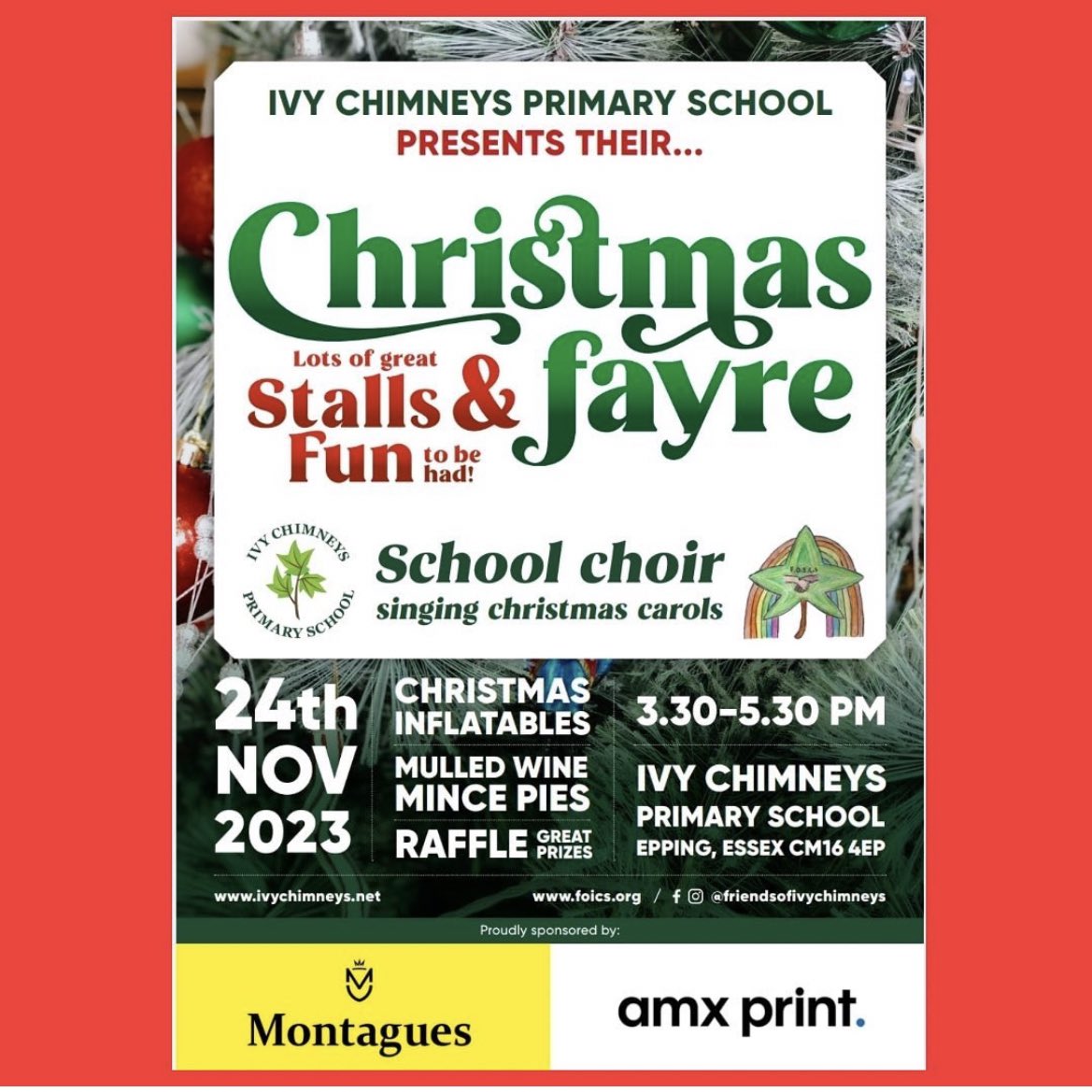 All things Christmassy! 🎄🎉 Pop along! @FOICs look forward to welcoming you on Friday 24..11.2023 from 3.30pm - 5.30pm to the fab @IvyChimneys Xmas Fayre. 🤩Local businesses with their goodies and makes. 🤩Children who attend the school with their makes for sale, plus lots more!