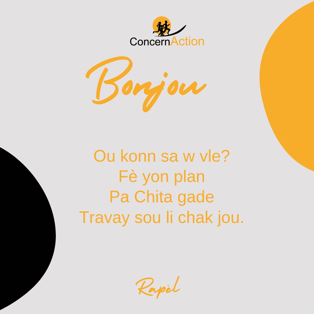 Concern_Action's tweet photo. Bonjou
Mgen yon ti rapèl pou ou maten an.

Depi ou konn sa w vle, se fè plan epi travay sou li. Rezilta a ap vin jwenn ou.

Bon solèy ak #ConcernAction 

#motivation #motivationalquotes #haiti #quotes #dayliquotes https://t.co/d4GResOooz