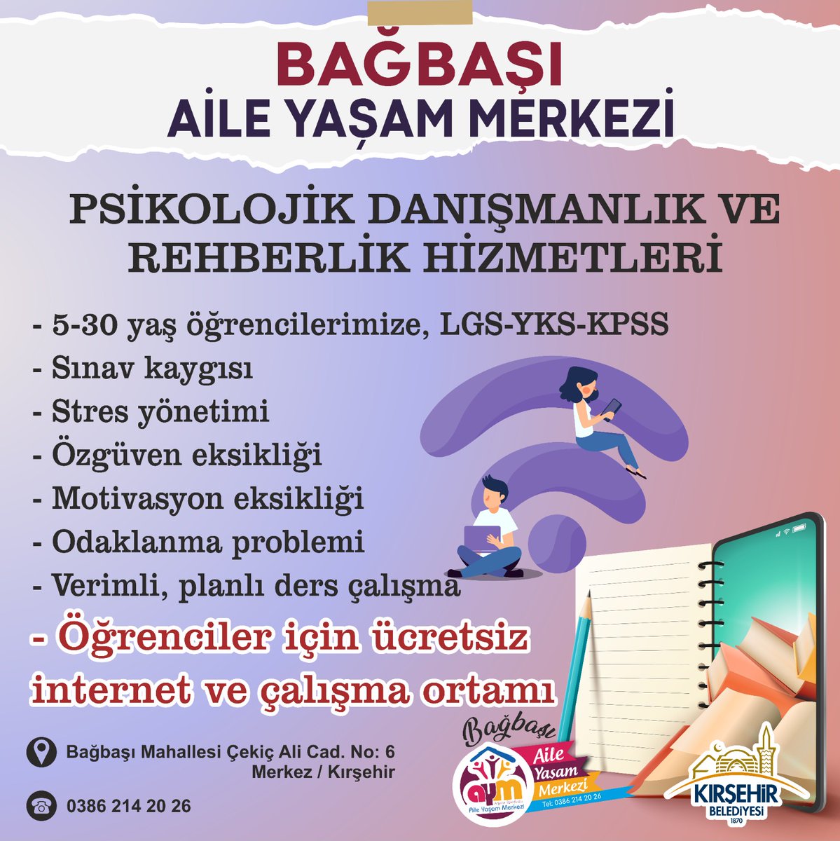 #KırşehirBelediyesi #BağbaşıAileYaşamMerkezi #PsikolojikDanışmanlık #Rehberlik