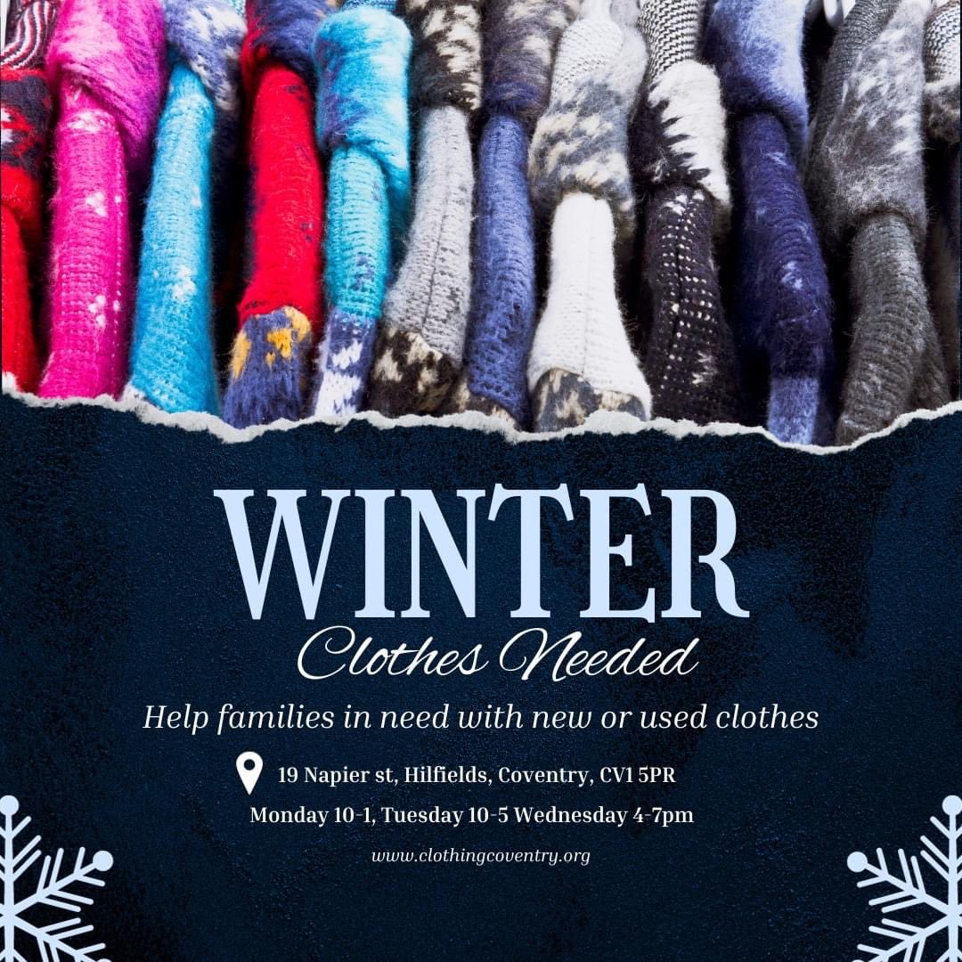TaiwoOwatemi's tweet photo. Under this government, rising numbers of people are unable to afford warm winter clothing. This is a very difficult time for many.

If you are able, please consider donating new or used winter clothing to @ClothingCov to help those in Coventry stay warm this winter. https://t.co/ZQLK8etcRZ