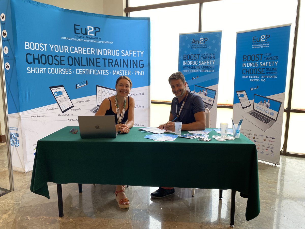 Eu2P's tweet photo. Come and visit our booth to discuss what Eu2P Education &amp; Training programme might suit you best. If you are interested in North American pharmacovigilance, we got you covered with the Am2P programme!  #ISoP2023Bali https://t.co/BPKjvmwMY1