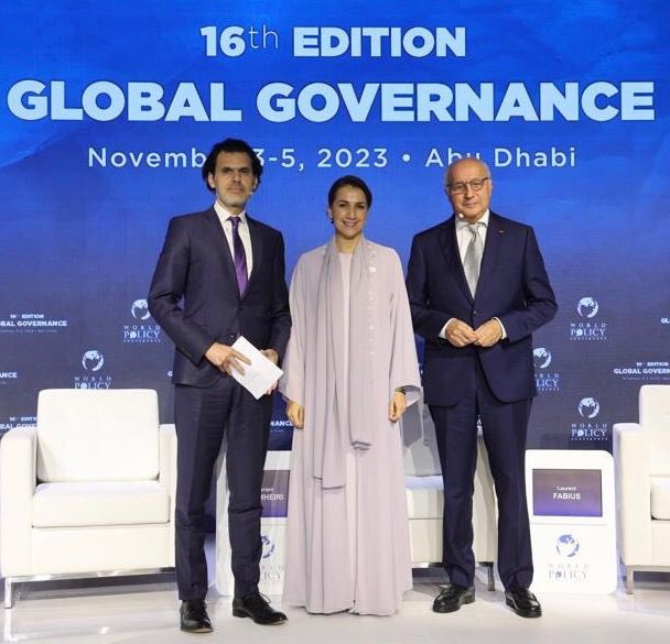 With only 3 weeks left to #COP28, it was a pleasure to take part in the @WorldPolicyConf in Abu Dhabi & moderate a discussion on the need for global climate action w/ UAE Minister of Climate Change @mariammalmheiri and former French Prime Minister & COP21 President @LaurentFabius