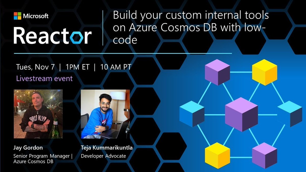 Excited to join <a href="/jaydestro/">⚫️</a> for the long-anticipated live stream with the <a href="/AzureCosmosDB/">Azure Cosmos DB</a> Global User Group!

RSVP: bit.ly/3Qp4DCV