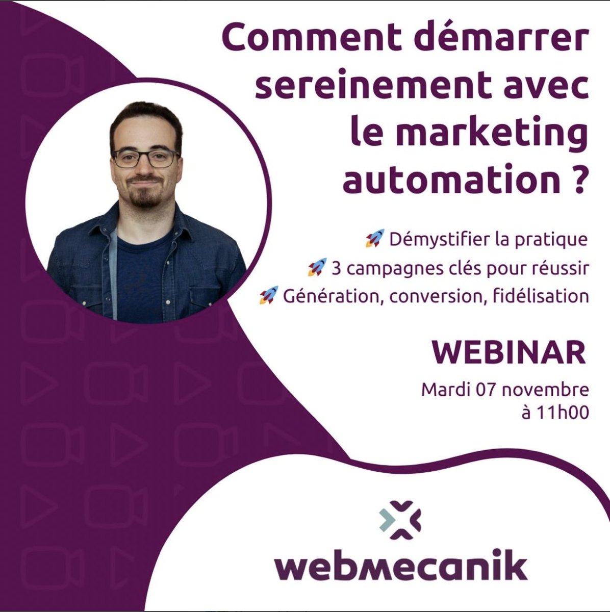 L'exemple par la pratique. Qui de mieux que celui qui implémente et suit les scenarii de Marketing Automation chez Webmecanik pour vous partager ceux qui fonctionne le mieux ?
📅 Demain 7 novembre à 11h00
Inscription 👉 bit.ly/498dsd7