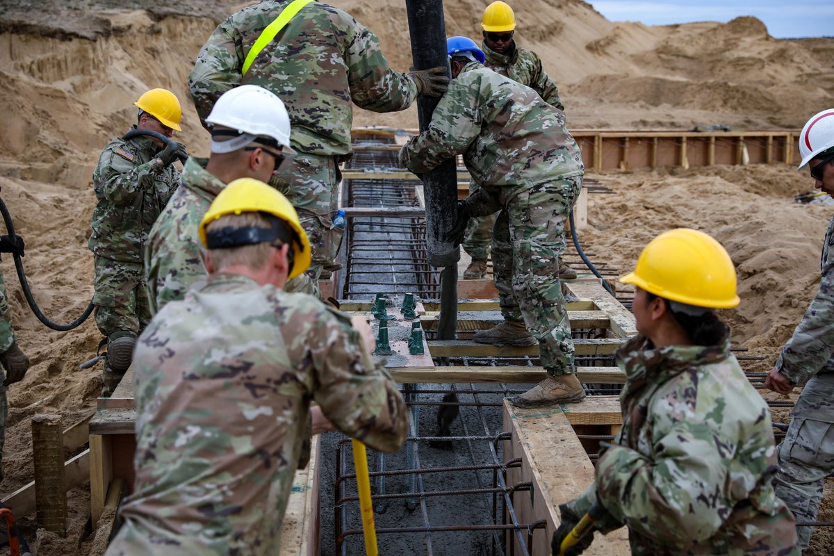 USArmyEURAF's tweet photo. Can we get a round of "hooahs" for these @USArmy engineers please? 

Recently #Soldiers with 902nd Engineer Cons. Co., 15th Engineer BN, 18th MP BDE, constructed a pre-engineered building site during #ResoluteCastle 23 at Presidential Range, Poland. 

@21stTSC @US_EUCOM @NATO https://t.co/EmD9gr6mOA