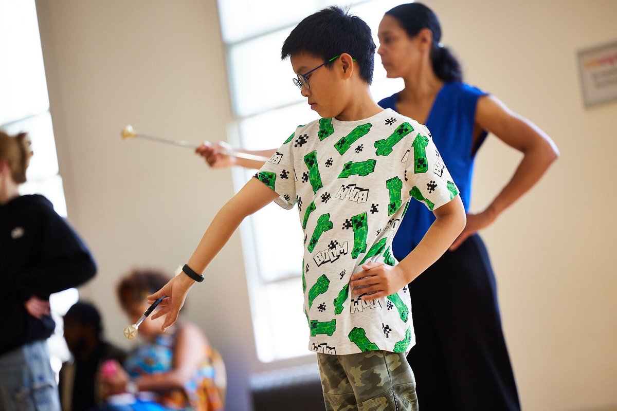 SwirlEducation's tweet photo. At BRAVE Festival, the wonderful Sophie Simpson led a fantastic twirling workshop, 
Did you know the first Majorette Troupe were black?
BRAVE was funded by @theleap @bradfordmdc #bravefestival #blackarts #bhm #blackhistorymonth #bradford2025 @Kalasangam_arts_centre https://t.co/QpYdqaaRHO