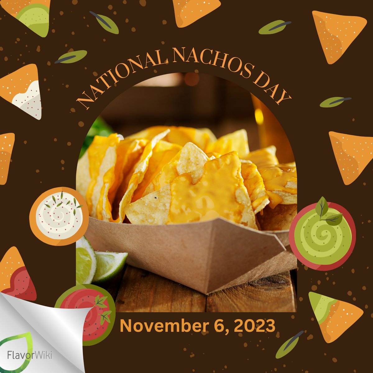 🌮Today is National Nachos Day! Let's celebrate everyone's favorite snack - nachos! Whether loaded with chicken or beef, topped with beans or salsa, nachos are always a crowd-pleaser. 

#FlavorWiki #NationalNachosDay #SnackTime #FoodieDelights