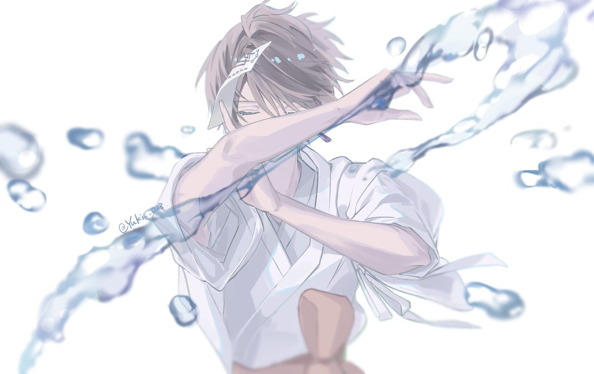 1boy male focus solo white background water japanese clothes short hair  illustration images