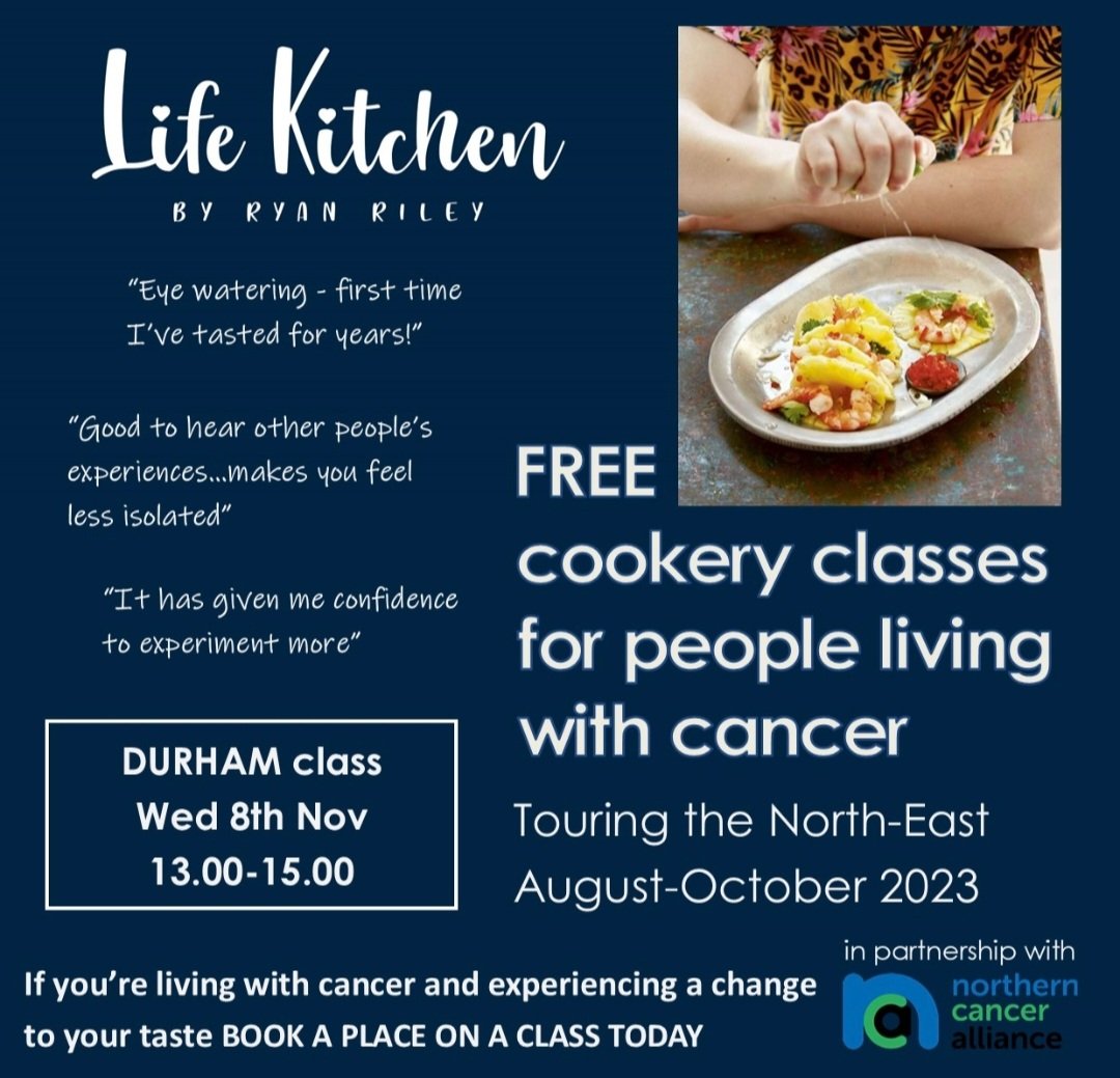 panamelie's tweet photo. Do any of my local friends know someone living with cancer and experiencing changes to their taste/smell due to their illness or treatment? I have a couple of last minute places on one of Ryan's cookery classes on Wed 8th Nov. DM me or email rachel.smith@lifekitchen.co.uk https://t.co/AwekDpKdRw