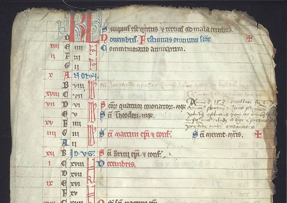 The hypothesis of a late arrival of Leonard’s cult in the North is supported by the Swedish calendar material, where the earliest known appearance of his feast is in the fragment Sveriges Riksarkiv Fr 25596 (see <a href="/MappingSaints/">Mapping Lived Religion</a>' database: saints.dh.gu.se/quote/12464). (4/n)
