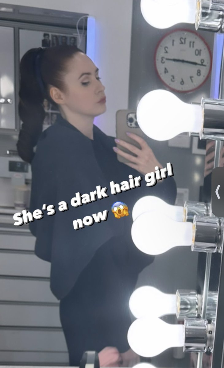 Karen Gillan shows off her new brunette hair.