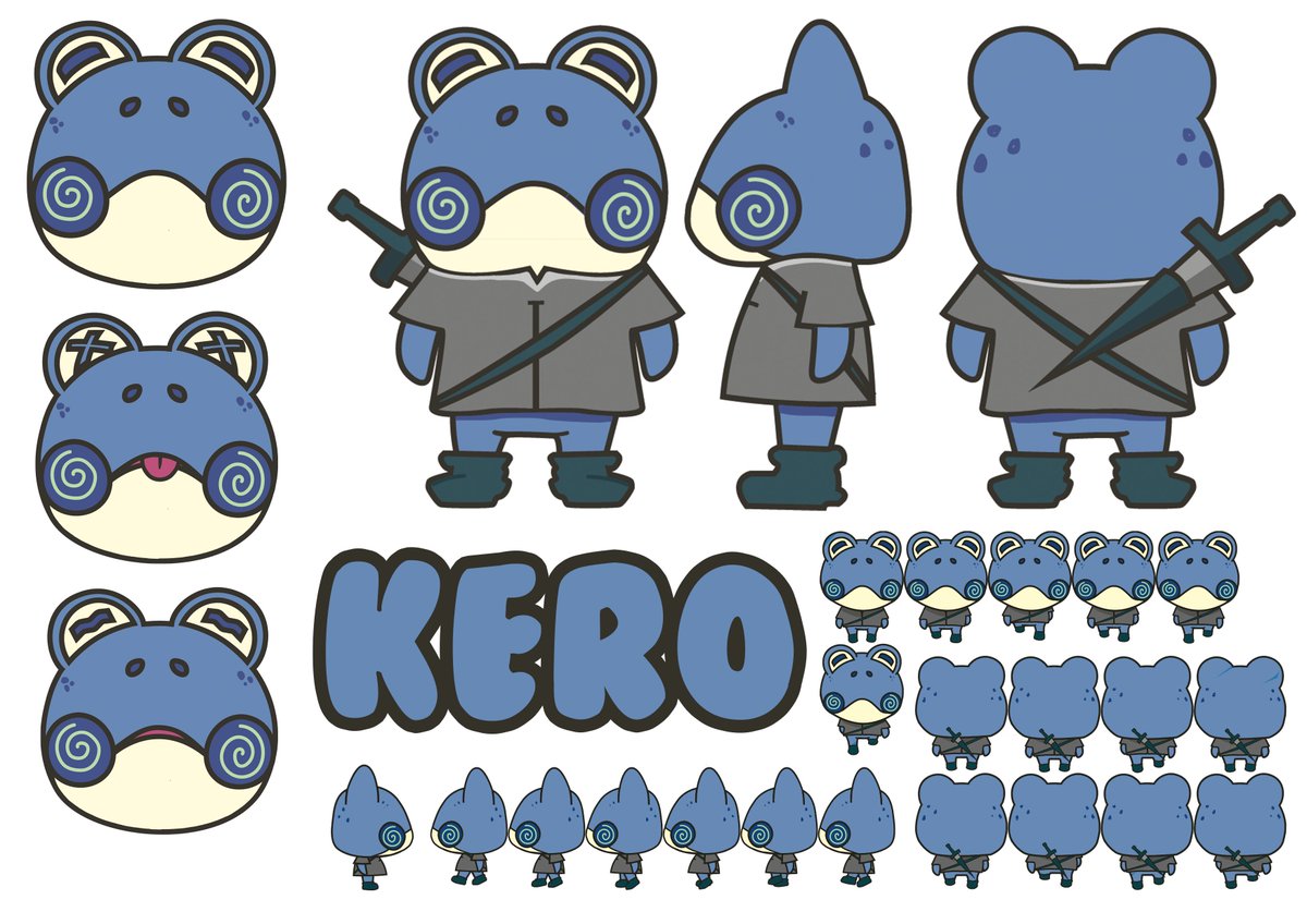 BlueRainFrog's tweet photo. heyyy!! we are still alive. Hard week for the development of the game but in reward we can offer you the character model sheet of Kero, the main character!! https://t.co/0xLKC3ee5H
