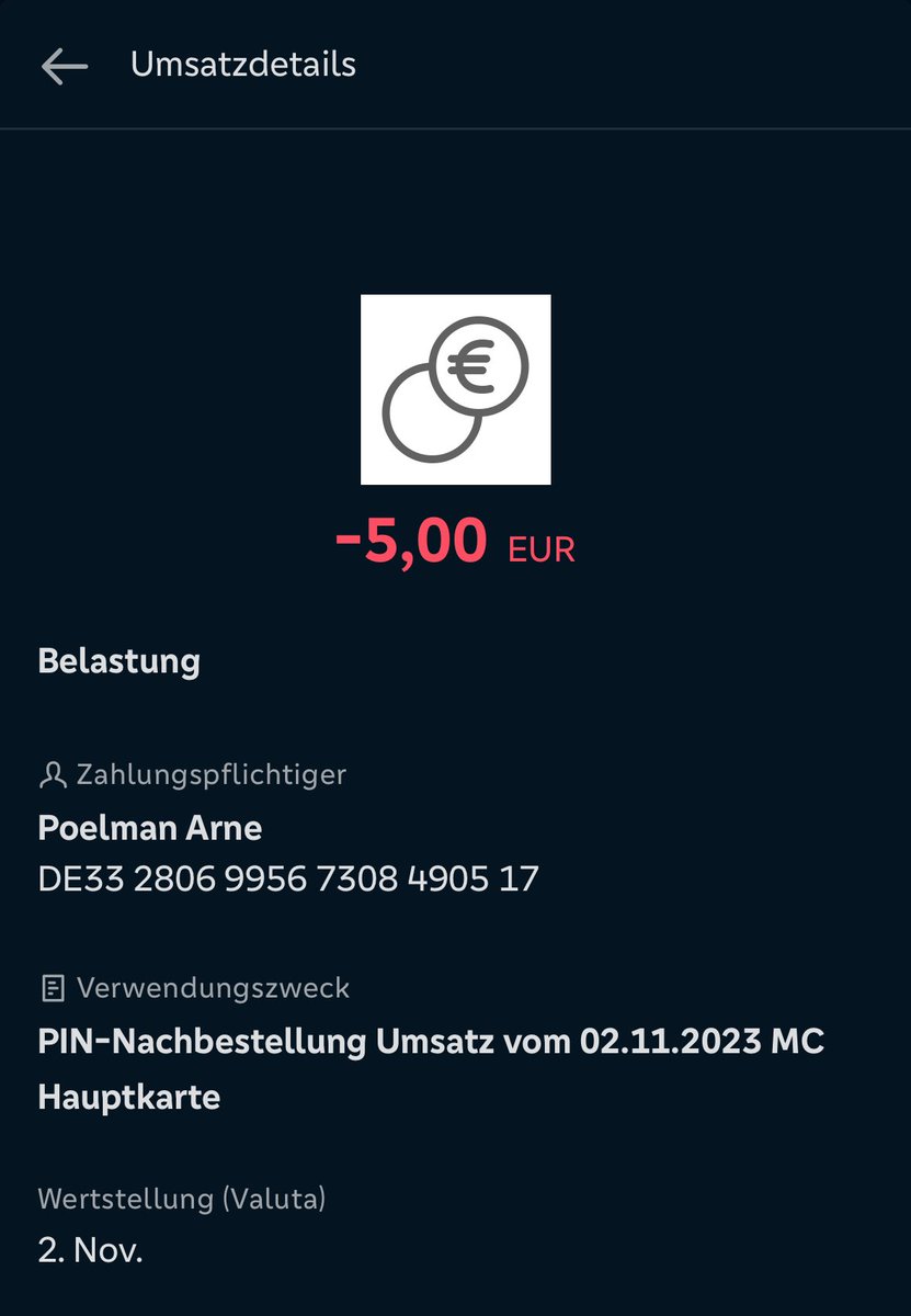 In Germany I have to pay €5  just because I forgot my pin-code for my credit card. Fucking joke. @GrafschafterVB $btc