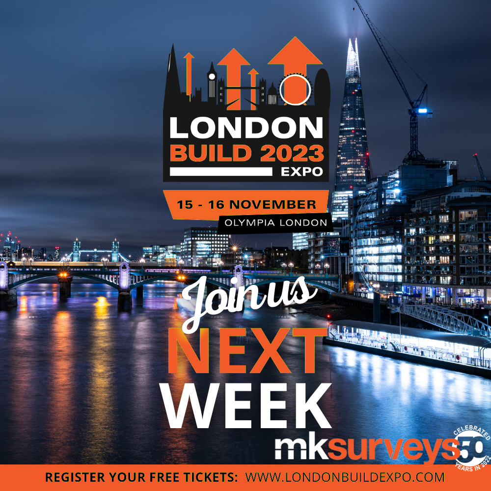 mksurveys's tweet photo. NEXT WEEK
LONDON BUILD EXPO 2023
15th &amp; 16th NOVEMBER - LONDON OLYMPIA
THE UK'S BIGGEST FESTIVAL OF CONSTRUCTION
We are exhibiting on stand C86 at this year’s expo, and it would be good to see you there.
Tickets are free and can be booked at: https://t.co/v8f3XUKNzu
#londonbuild https://t.co/CeHD65pxr7