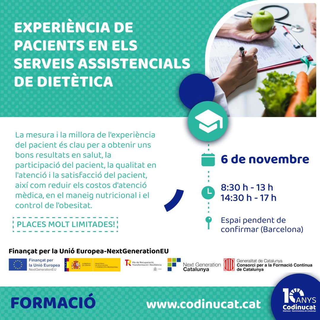 Sara Martínez (@saramartinez_dn) on Twitter photo 📍Avui al curs "Experiència de pacients en els serveis assistencials de dietètica" per a millorar l'atenció als nostres pacients de @apicsbcn. Organitzat per el <a href="/CoDiNuCat/">CoDiNuCat</a> al <a href="/hospitalclinic/">Hospital Clínic</a> amb <a href="/VioletaMoize/">Violeta Moizé, PhD, MSc, RDN</a> i altres professionals experts. 📍Avui al curs "Experiència de pacients en els serveis assistencials de dietètica" per a millorar l'atenció als nostres pacients de @apicsbcn. Organitzat per el <a href="/CoDiNuCat/">CoDiNuCat</a> al <a href="/hospitalclinic/">Hospital Clínic</a> amb <a href="/VioletaMoize/">Violeta Moizé, PhD, MSc, RDN</a> i altres professionals experts.